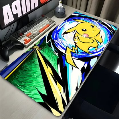 Alfombrilla de ratón Pokémon Pikachu – Alfombrilla de escritorio de goma con borde bloqueable para configuración de portátil y PC