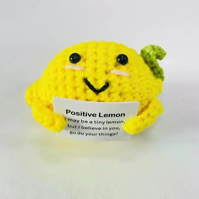 Poupée câlin pomme de terre à énergie positive – Mini ami de poche tricoté en laine, fait à la main, avec carte, cadeau de Noël amusant et décoration de chambre