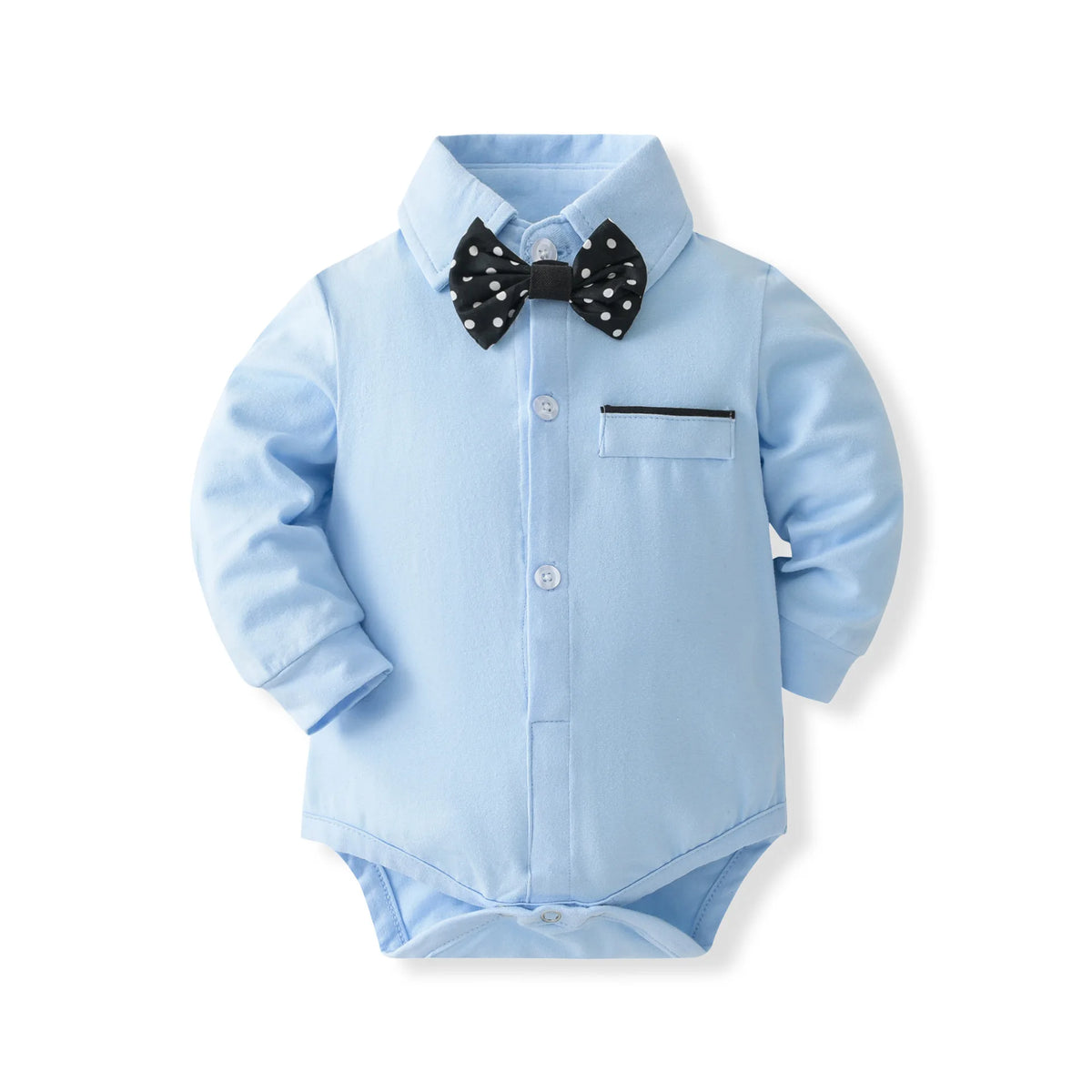 Baby Boy Gentleman Long Sleeve Romper with Bow – 3-24 Months Spring Autumn Winter Birthday Bodysuit, Cute Formal Baby Outfit