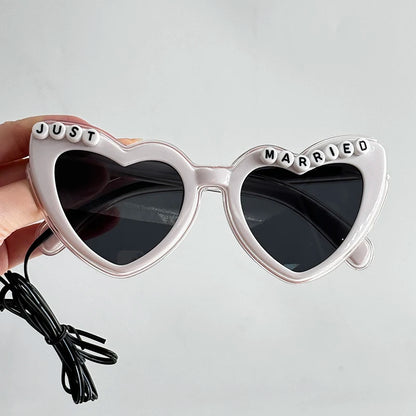 Just Married LED Heart Glasses – Light-Up EL Neon Glasses for Weddings, Engagements & Bridal Showers