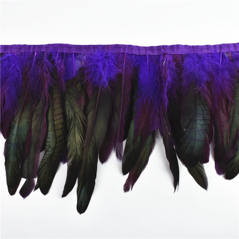 10 m Rooster Feather Fringe Trim – Natural Feather Ribbon for Sewing, Crafts & Costume Decoration