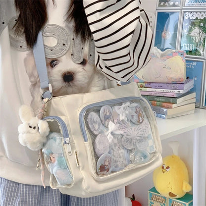 Bolso bandolera transparente de moda – Bolso de hombro Ita de gran capacidad para niñas, bolso mensajero de estilo escolar a la moda, bolso Kawaii versátil para uso diario y accesorios