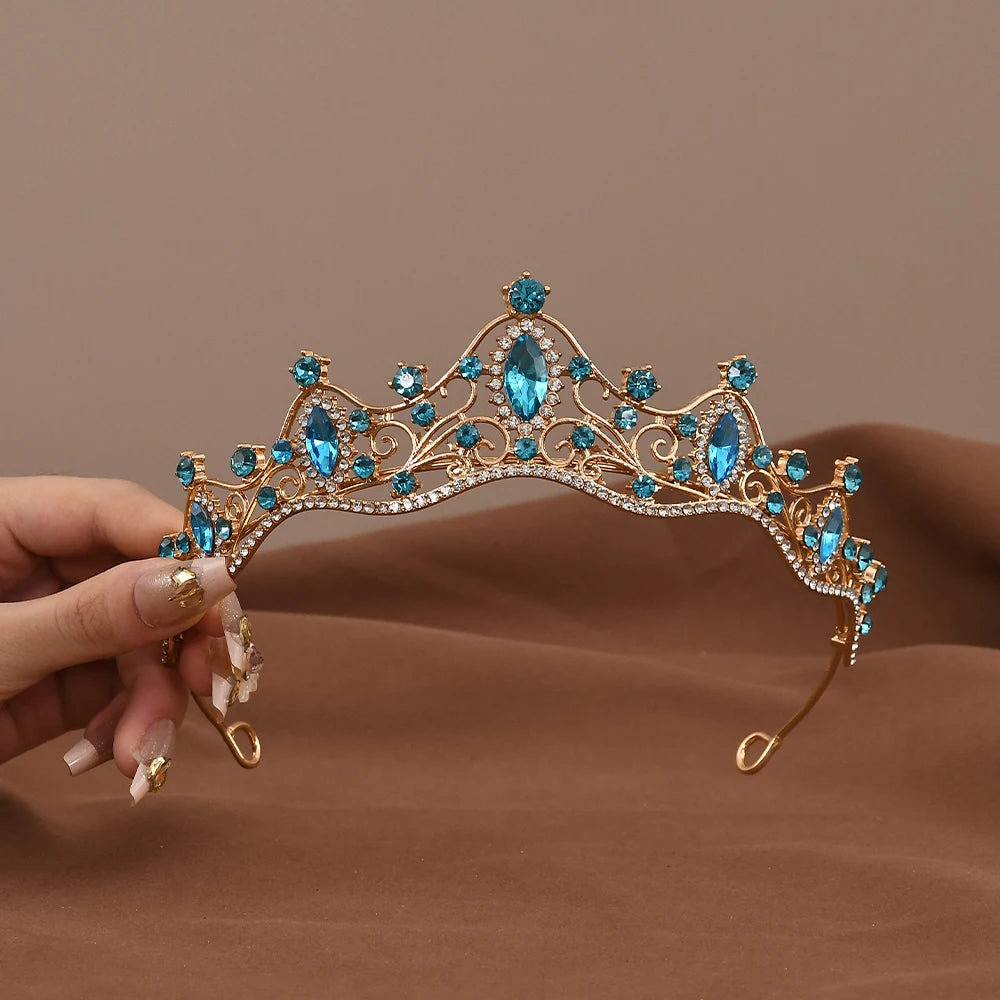 Vintage Baroque Crystal Queen Crown Tiara for Women – Rhinestone Bridal Wedding & Prom Hair Accessory