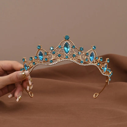 Vintage Baroque Crystal Queen Crown Tiara for Women – Rhinestone Bridal Wedding & Prom Hair Accessory