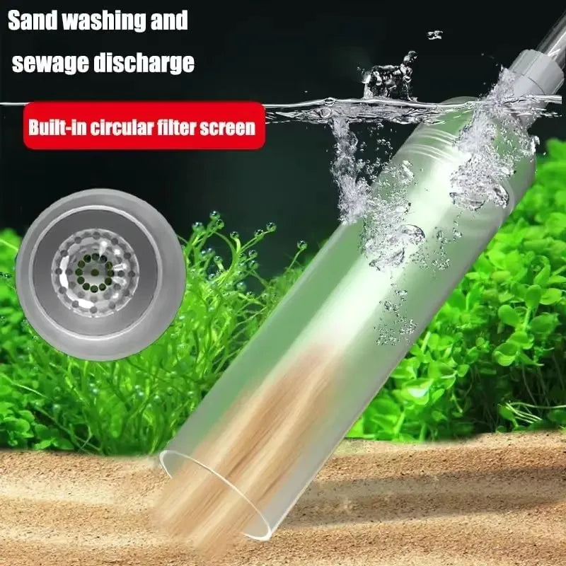 Aquarium Siphon Gravel Vacuum Cleaner – Large Fish Tank Water Changer with Sand Cleaning Kit & Extension Tube for Easy Maintenance