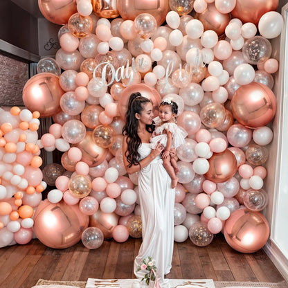 Globos metálicos redondos de aluminio 4D – Decoraciones para fiestas de cumpleaños, bodas y revelaciones de género en oro rosa y plata