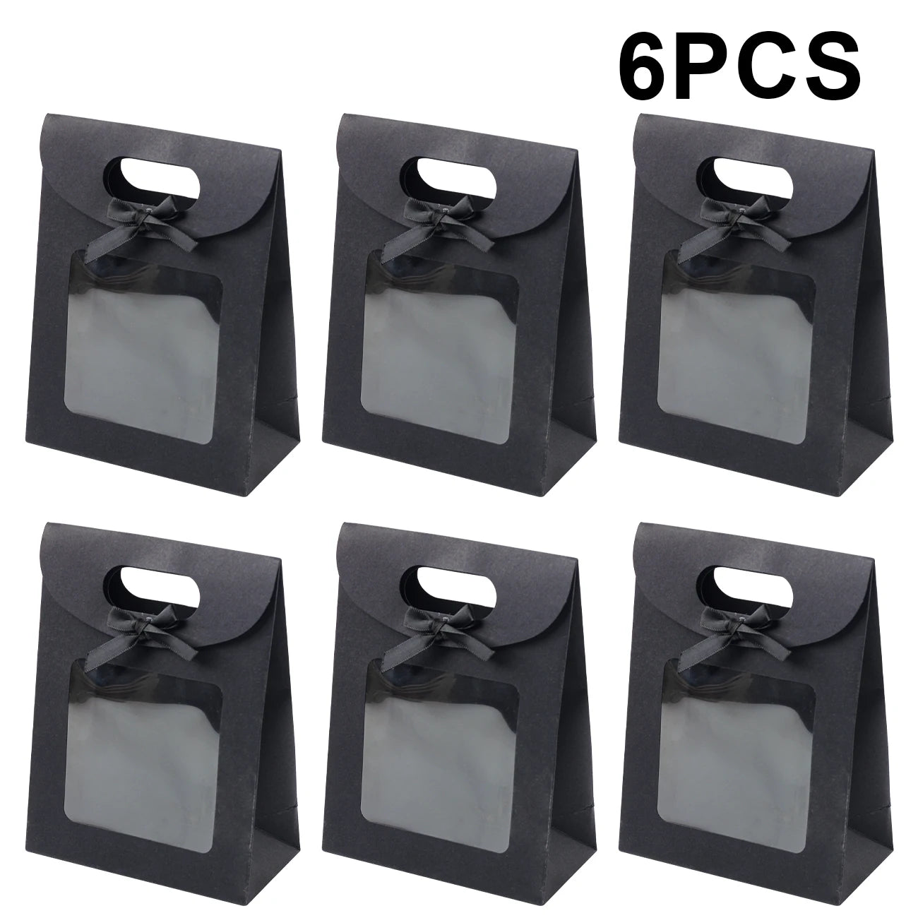 6/12 Bolsas de regalo de papel kraft con ventana para galletas, dulces, recuerdos de boda, regalos de Navidad y embalaje de fiesta reutilizable