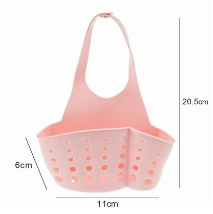 Adjustable Kitchen Sink Drain Basket Sponge & Soap Holder Hanging Sink Organizer