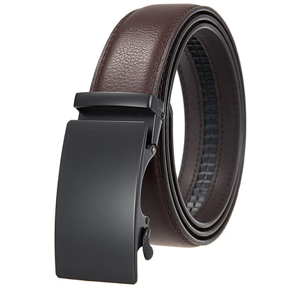 Men's 3.5cm Alloy Automatic Buckle Belt – Durable PU Leather Waist Belt, High-End Fashion Business Strap for Casual & Formal Wear