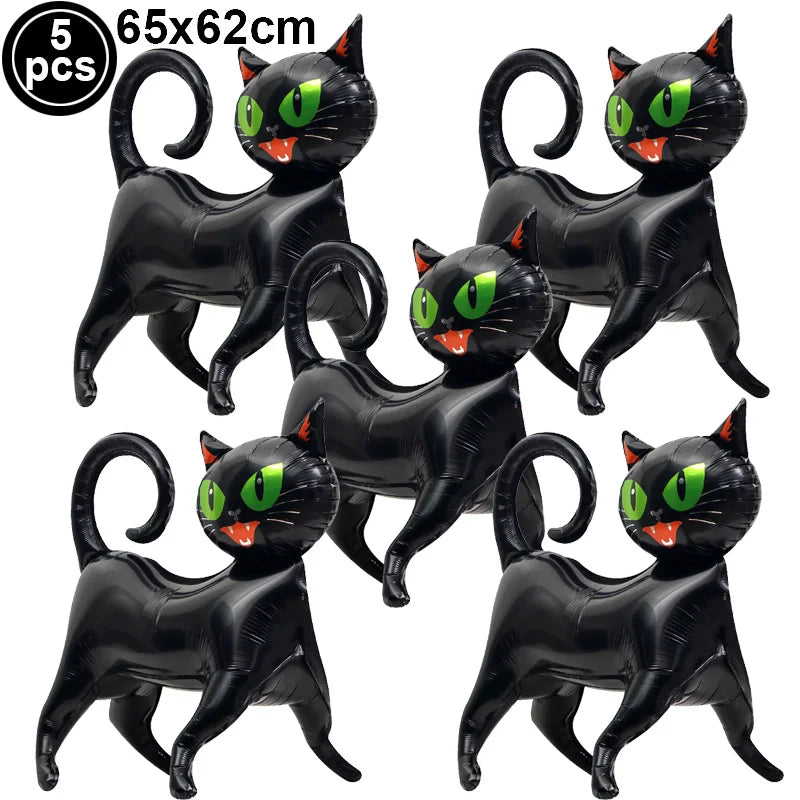 Large Halloween Standing Foil Balloons – Haunted House, Castle, Skull, Coffin & Witch Mylar Balloons for Halloween Party Decorations