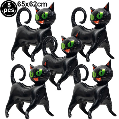 Large Halloween Standing Foil Balloons – Haunted House, Castle, Skull, Coffin & Witch Mylar Balloons for Halloween Party Decorations