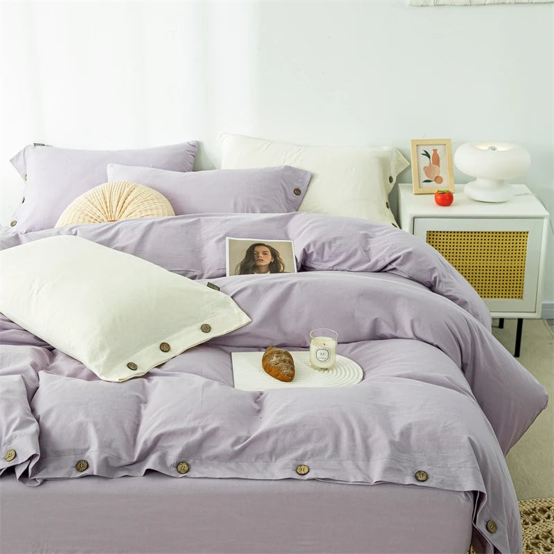 3-Piece 100% Cotton Bedding Set – Duvet Cover & Pillowcase Set for Queen & King Beds