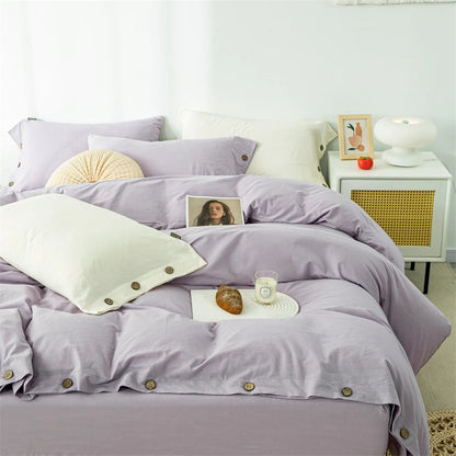 3-Piece 100% Cotton Bedding Set – Duvet Cover & Pillowcase Set for Queen & King Beds