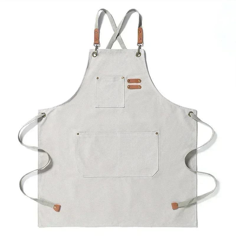 Delantal de trabajo de lona – Delantal de chef ajustable para cocina, barbacoa, restaurante y taller