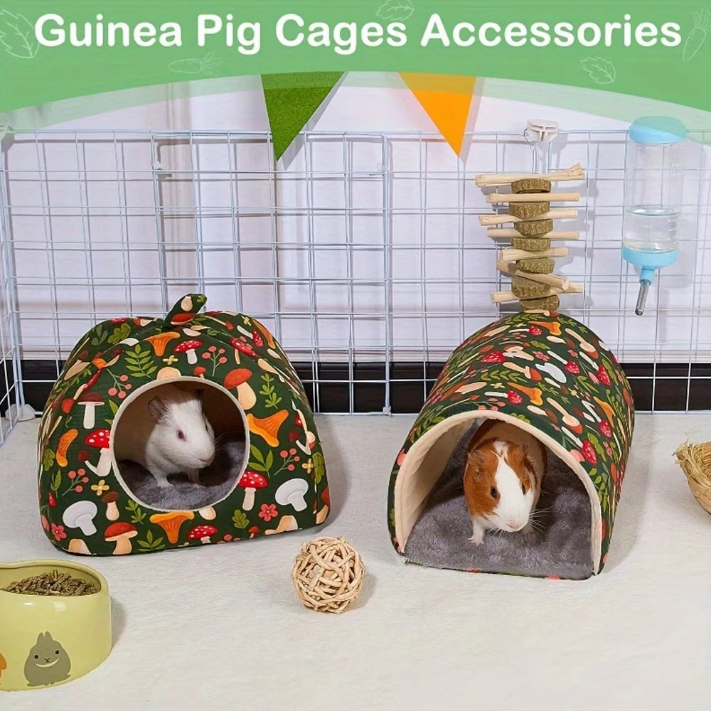 2PCS Washable Guinea Pig Hideout & Tunnel Set – Cozy Small Animal Toys and Cage Accessories for Guinea Pigs, Rabbits & Other Small Pets