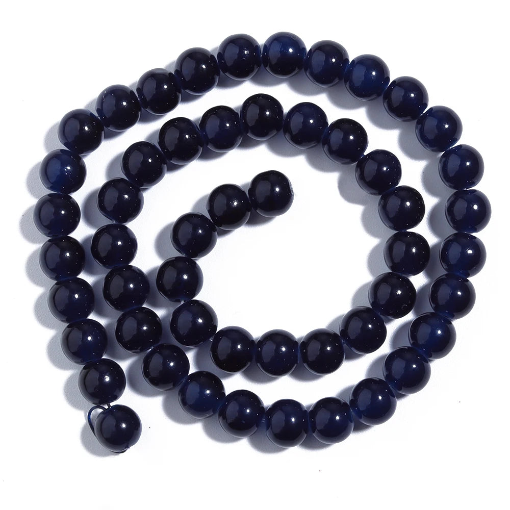 1 brin de perles de verre unies 6/8mm – Perles rondes intercalaires lâches pour la fabrication de bijoux DIY, bracelets faits main, colliers et accessoires d'artisanat