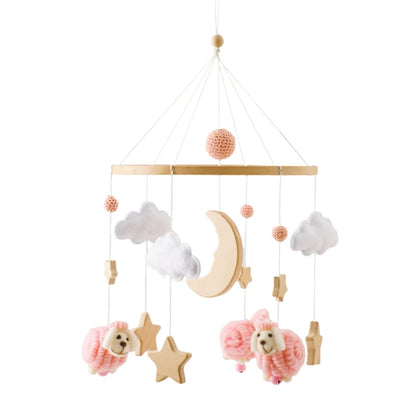 Baby Wooden Bed Bell Bracket – Newborn Crib Mobile Stand for 0-12 Months, Wooden Hanging Toy Holder with Crochet Bed Bell Rattle, Infant Nursery Decoration & Sensory Baby Toy Accessory