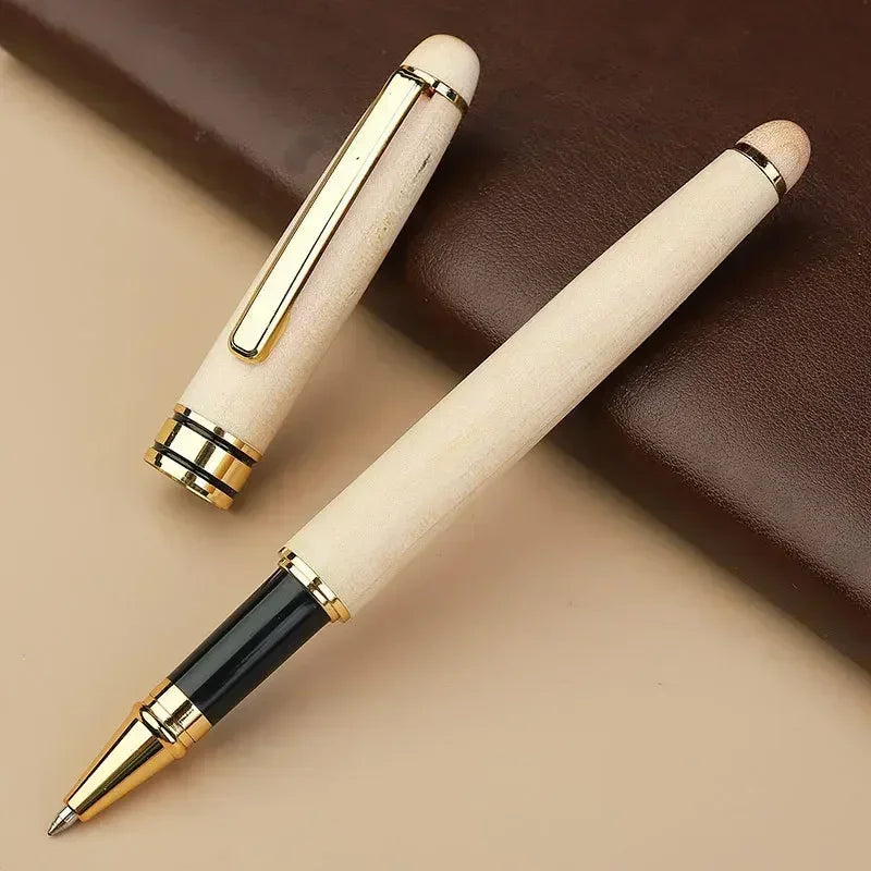 Custom Logo Bamboo Wooden Ballpoint Pen – Laser Engraved Personalized Signature Pen with Company Name, Business & Graduation Gift Box