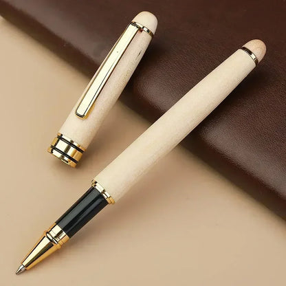 Custom Logo Bamboo Wooden Ballpoint Pen – Laser Engraved Personalized Signature Pen with Company Name, Business & Graduation Gift Box