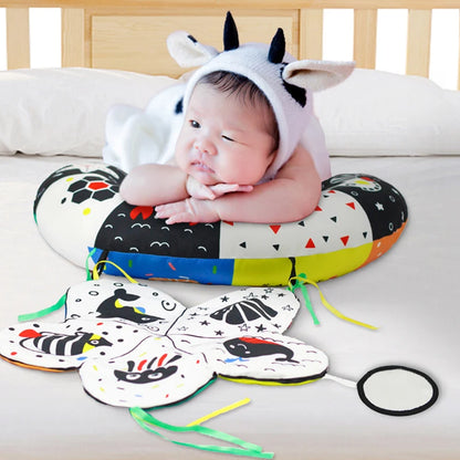 Coussin de Temps sur le Ventre pour Bébé et Jouet Sensoriel à Contraste Élevé – Coussin de Soutien Réversible Noir et Blanc pour Nouveau-né pour le Redressement de la Tête et le Développement Précoce