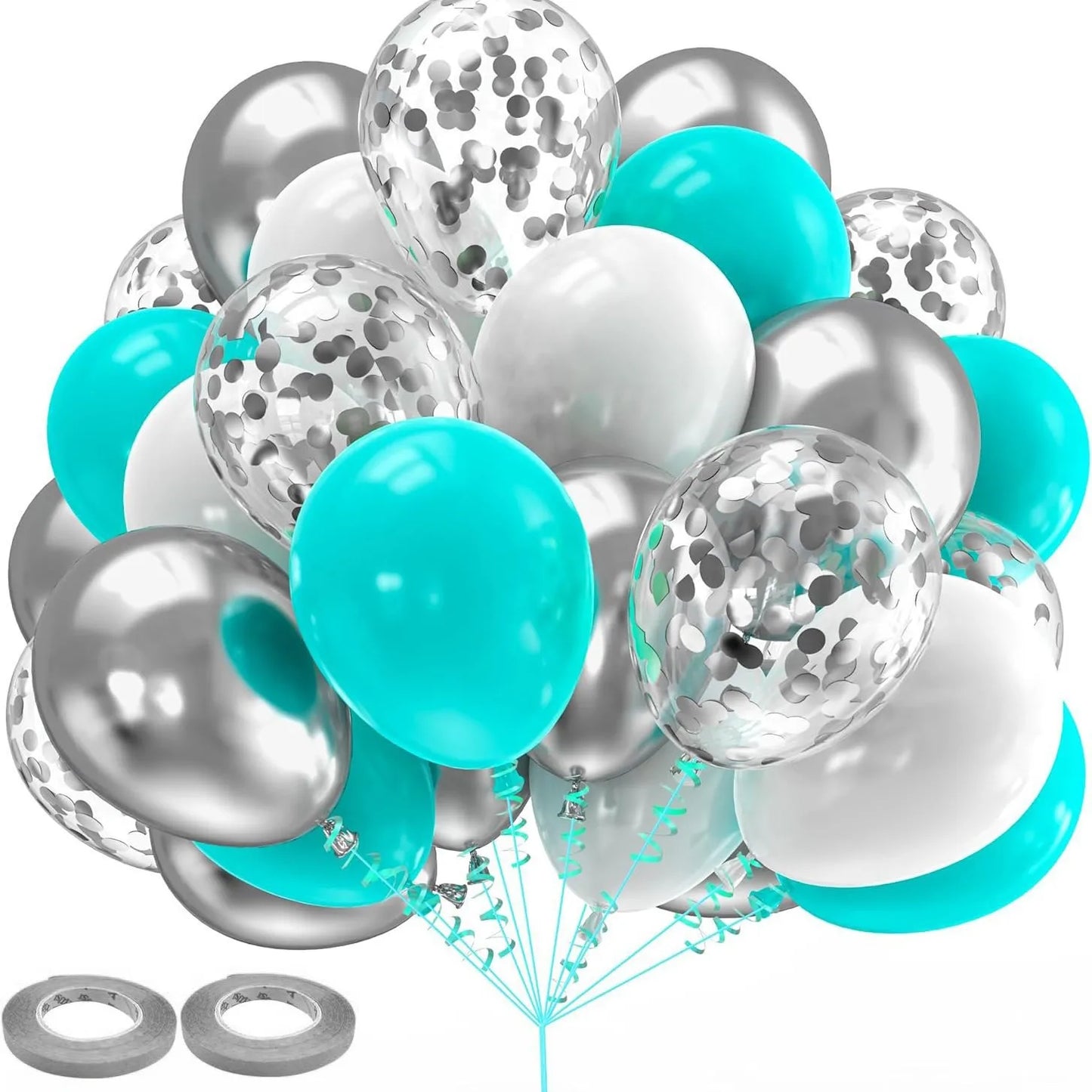 30 Globos de Látex Cromados – Globos de Helio Metálicos Blancos, Rosas y Azules para Decoración de Bodas, Cumpleaños, Baby Showers y Fiestas