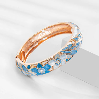 Women’s Double Enamel Cloisonne Bangle Set Indian Dubai Style Trendy Metal Bracelet Jewelry Accessories
