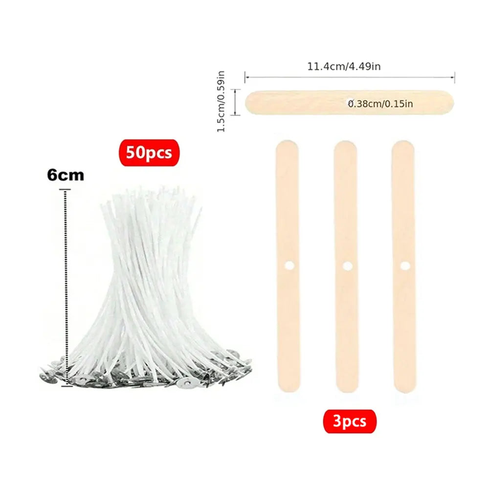 Kit para hacer mechas de vela de 53 piezas – Mechas de algodón encerado con soportes, juego de mechas de cera de soja sin humo para hacer velas, suministros de manualidades y decoración del hogar hecha a mano