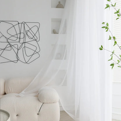 Cortinas de tul blanco transparente modernas – Paneles transparentes para ventanas de sala de estar y dormitorio