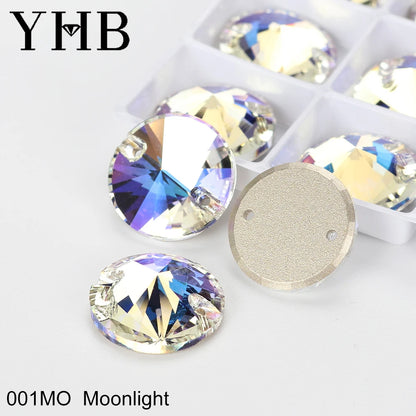 Strass à coudre YHB Crystal Rivoli – Pierres à coudre plates en verre pour vêtements, sacs et artisanat de bricolage
