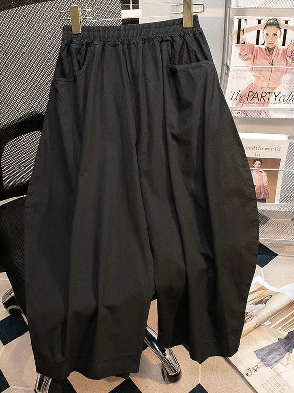 Pantalones sueltos de pierna ancha de talle alto cómodos e informales para mujer de talla grande, estilo retro japonés, pantalones de farol