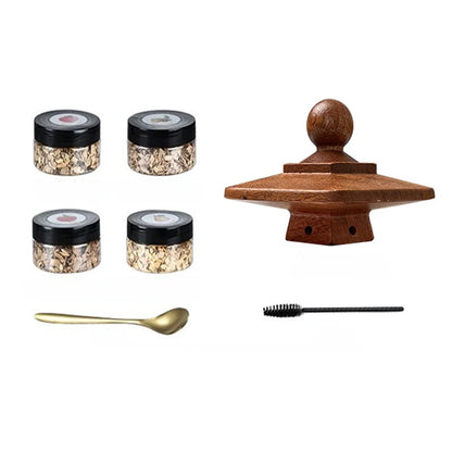 Cocktail Smoker Kit with Apple, Cherry, Oak & Pecan Wood Chips – Whiskey Drink Smoker with Wooden Smoking Hood for Bar & Kitchen
