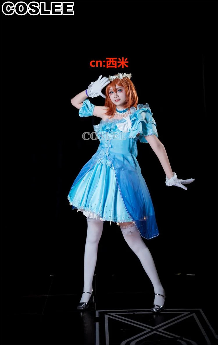 COSLEE LoveLive Aqours “The Dreaming Gate” Cosplay Costume – All Members Blue Singing Dress (Nozomi, Nico, Hanayo, Maki)