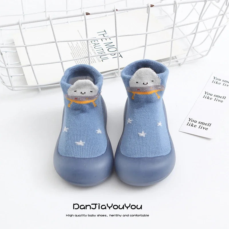 Zapatos y calcetines primeros pasos para bebés – Bonitas zapatillas de dibujos animados para bebés con suela de goma suave para niños y niñas