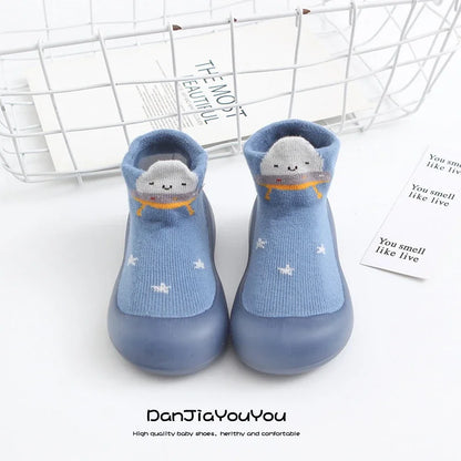 Zapatos y calcetines primeros pasos para bebés – Bonitas zapatillas de dibujos animados para bebés con suela de goma suave para niños y niñas
