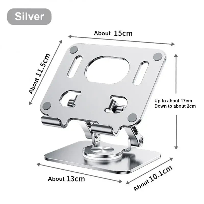 360° Rotating Tablet Stand – Adjustable Foldable Aluminum Holder for iPad Pro, iPad Air, iPad Mini & Smartphones, Desktop Device Stand