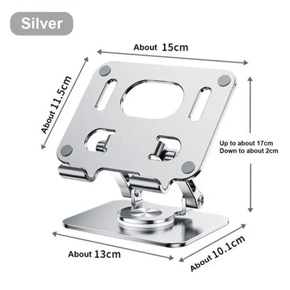 360° Rotating Tablet Stand – Adjustable Foldable Aluminum Holder for iPad Pro, iPad Air, iPad Mini & Smartphones, Desktop Device Stand