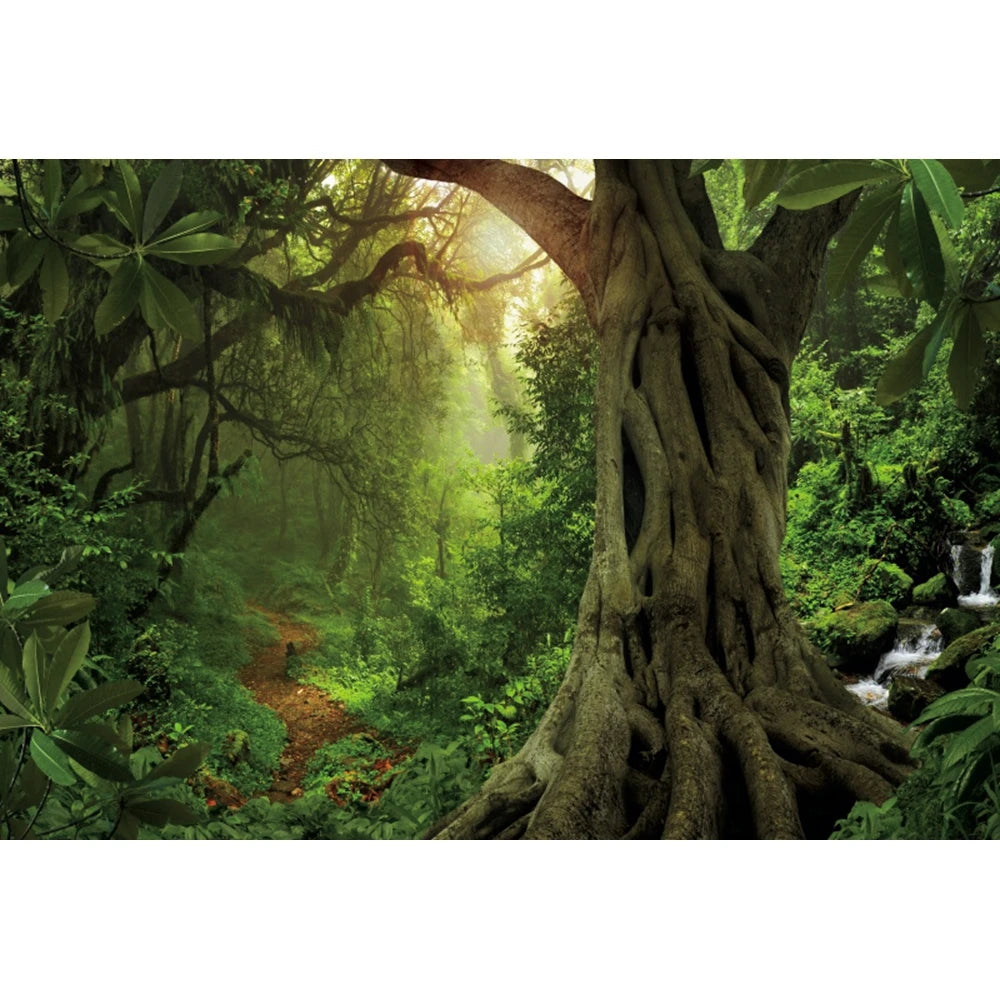 Tropical Jungle Rainforest Backdrop – Spring Forest Photography Background for Camping, Adventure, Birthday Parties & Photo Studio Decor