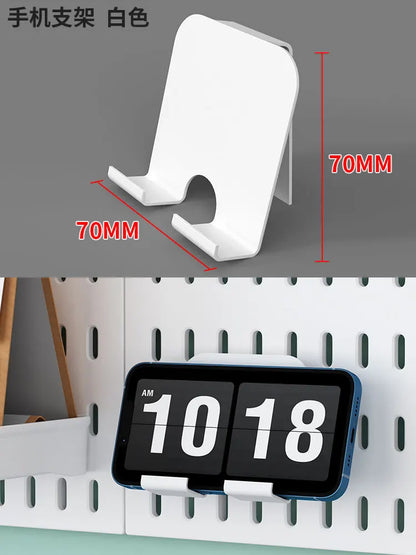 Organizador de pared de tablero perforado sin taladros – Panel de almacenamiento modular con estantes y accesorios para cocina, baño y sala de juegos
