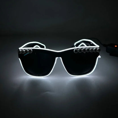 Just Married LED Heart Glasses – Light-Up EL Neon Glasses for Weddings, Engagements & Bridal Showers