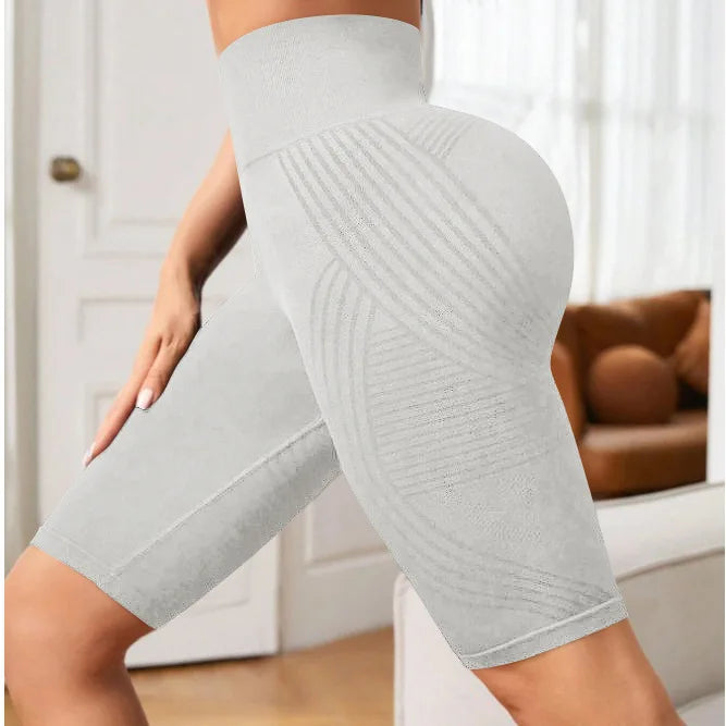Women’s High Waist Seamless Slim Yoga Shorts Stretchy Push Up Butt Lifting Knitted Workout Running