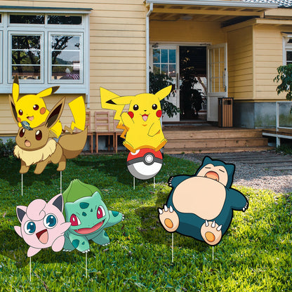 Pokémon Yard Signs Set – 8PCS Party Outdoor Decorations with Stakes (Birthday & Event Decor)