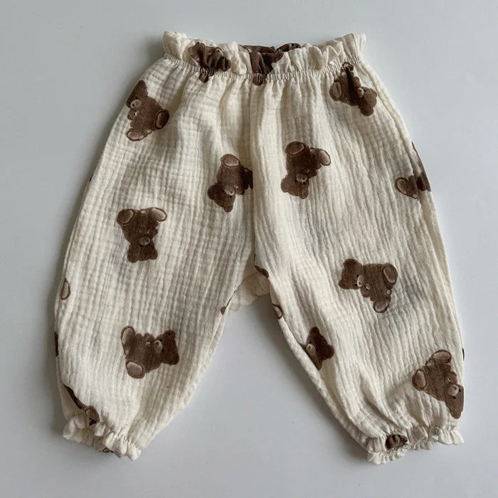 Pantalones de Bebé de Algodón Orgánico – Pantalones Suaves de Muselina Estampados para Recién Nacidos y Niños Pequeños, Parte de Abajo Informal y Adorable para Usar en Primavera, Verano, Otoño e Invierno