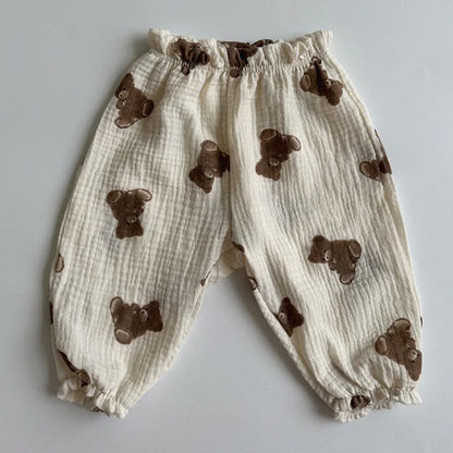 Pantalones de Bebé de Algodón Orgánico – Pantalones Suaves de Muselina Estampados para Recién Nacidos y Niños Pequeños, Parte de Abajo Informal y Adorable para Usar en Primavera, Verano, Otoño e Invierno