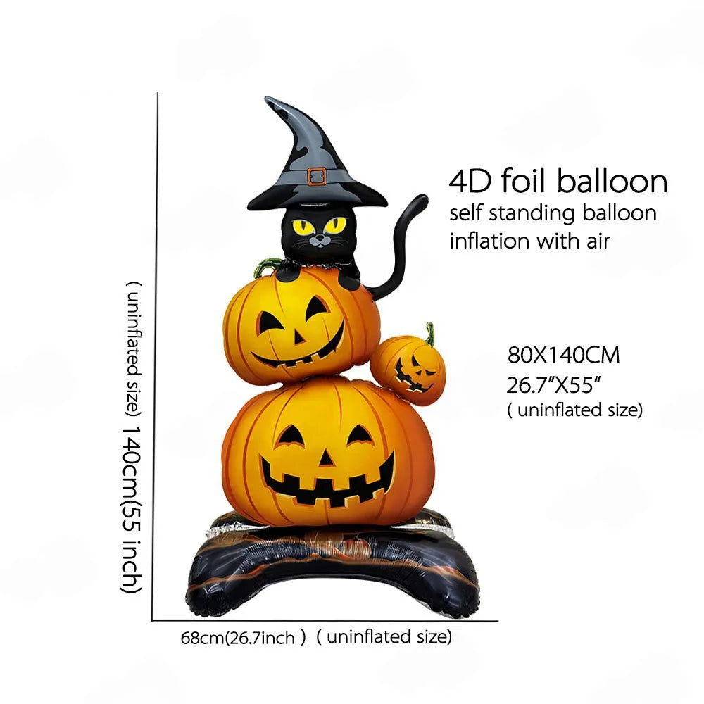 Halloween Aluminum Foil Balloons – Large Standing & Seated Bat, Pumpkin, Ghost & Monster Inflatable Balloons for Halloween Party Decorations