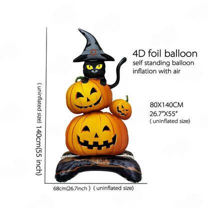 Halloween Aluminum Foil Balloons – Large Standing & Seated Bat, Pumpkin, Ghost & Monster Inflatable Balloons for Halloween Party Decorations