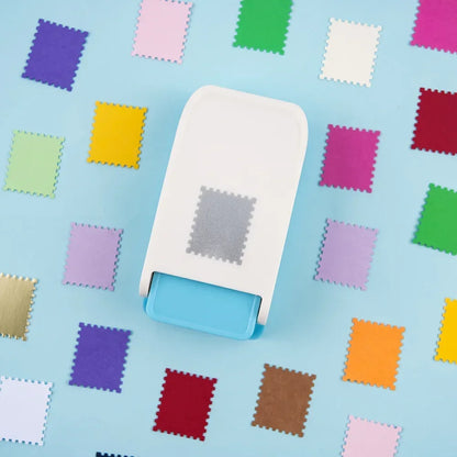 Perforadora de palanca para manualidades con diseño de sello postal rectangular de 1 x 0.8 pulgadas – Perforadora de papel para álbumes de recortes, tarjetas y manualidades de papel.