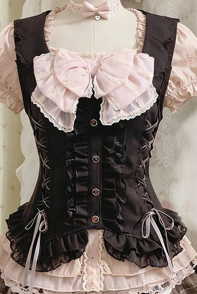Conjunto de 3 Piezas Y2K años 90 Kawaii para Mujer – Top Corto con Tirantes, Minifalda y Encaje, Estilo Harajuku Japonés Delgado de Verano