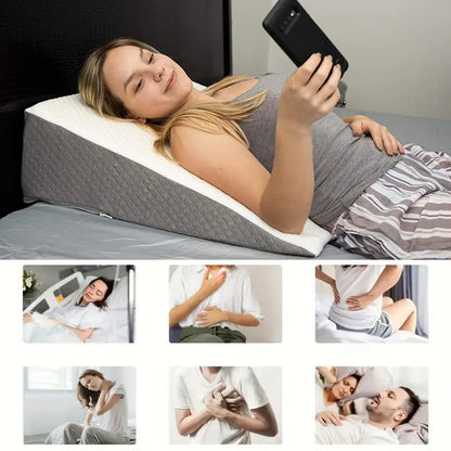 Oreiller cale de lit – Oreiller de soutien triangulaire en mousse à mémoire de forme, coussin de positionnement corporel ergonomique pour l'élévation des jambes, le confort de sommeil, le soulagement du ronflement et la relaxation dans la chambre