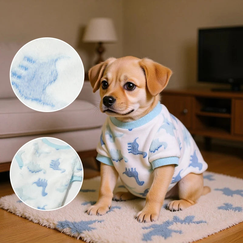 Warm Plush Dog Sweater – Soft Fleece-Lined Winter Shirt with Cute Animal Print for Dogs, Puppies & Kittens