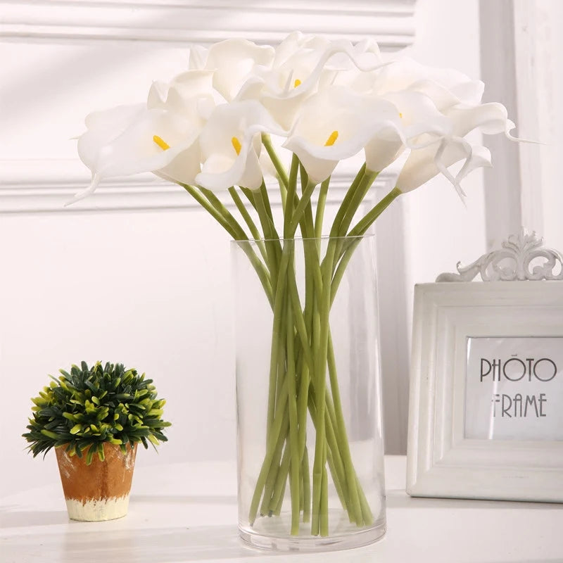5/10/15/20pcs Real Touch Calla Lily Artificial Flowers – Realistic Faux Calla Lily Bouquet for Wedding Bridal Arrangements, Home Décor & Floral Decoration